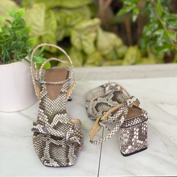 Alexandre Birman Nelly Square 50 Peyton multi Natural Exotic Sandals size 36/6 - Picture 12 of 13